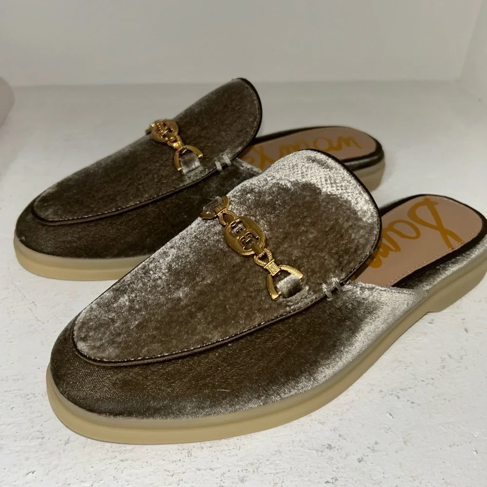 Sam Edelman Velvet Loafers in Brown and Cream NWOB